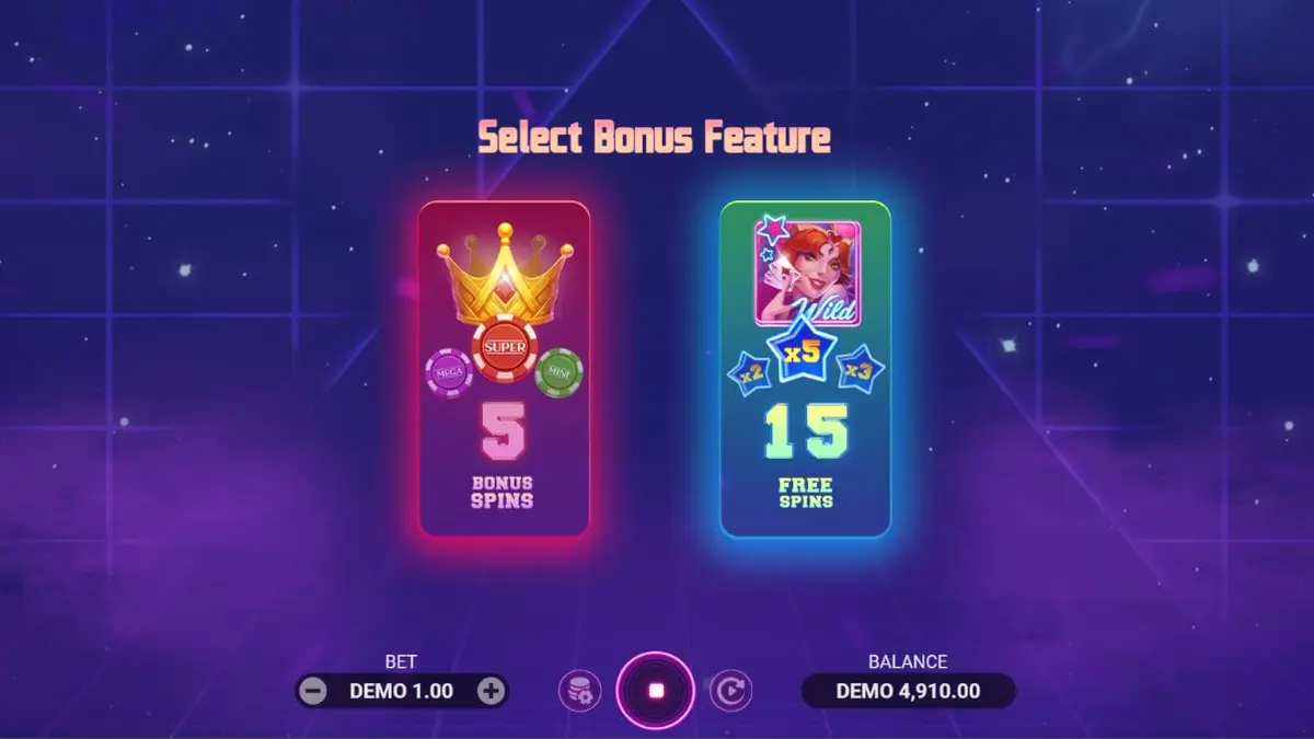 Tampilan futuristik dan neon dari slot Luck Reactor oleh Evoplay